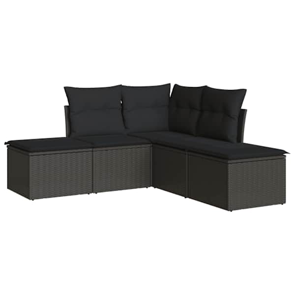 vidaXL 5-osaline aiadiivanikomplekt patjadega, must, pol&uuml;rotang
