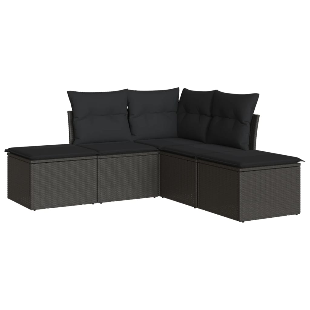 Thumbnail - vidaXL 5-tlg. Garten-Sofagarnitur mit Kissen Schwarz Poly Rattan