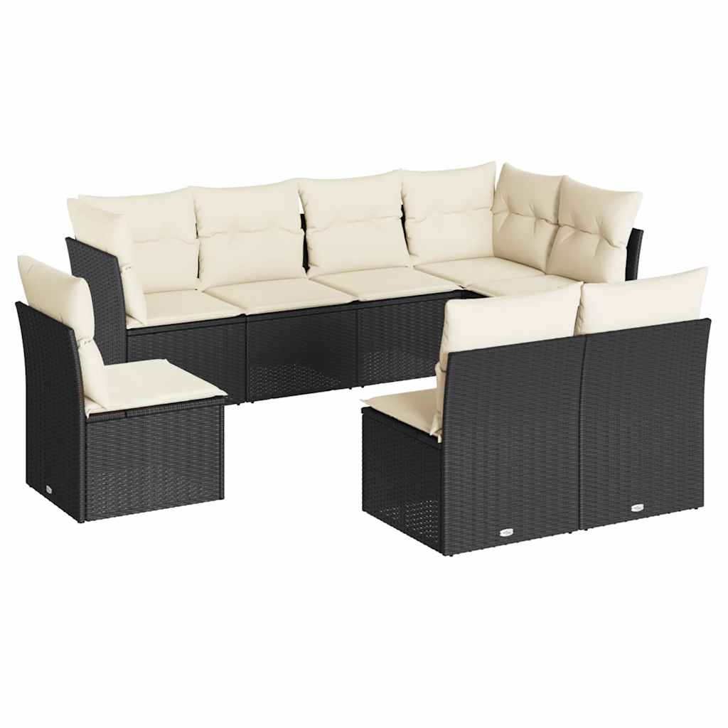 Thumbnail - vidaXL 8-tlg. Garten-Sofagarnitur mit Kissen Schwarz Poly Rattan