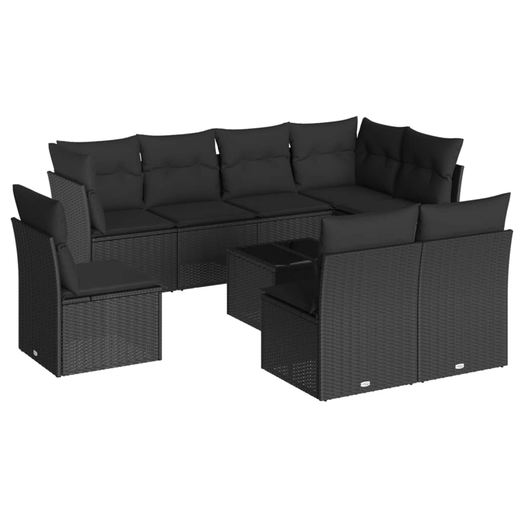 Thumbnail - vidaXL 9-tlg. Garten-Sofagarnitur mit Kissen Schwarz Poly Rattan