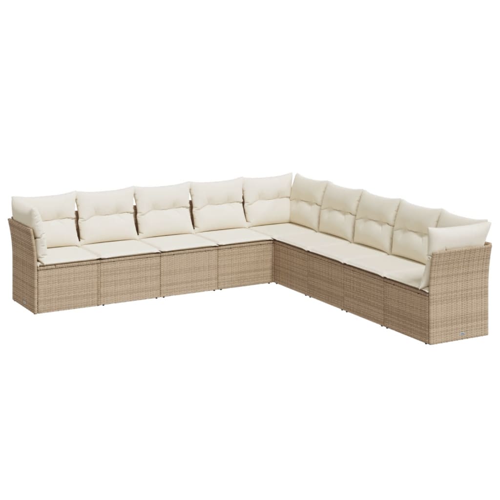 Thumbnail - vidaXL 9-tlg. Garten-Sofagarnitur mit Kissen Beige Poly Rattan