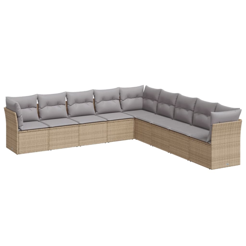 Thumbnail - vidaXL 9-tlg. Garten-Sofagarnitur mit Kissen Beige Poly Rattan