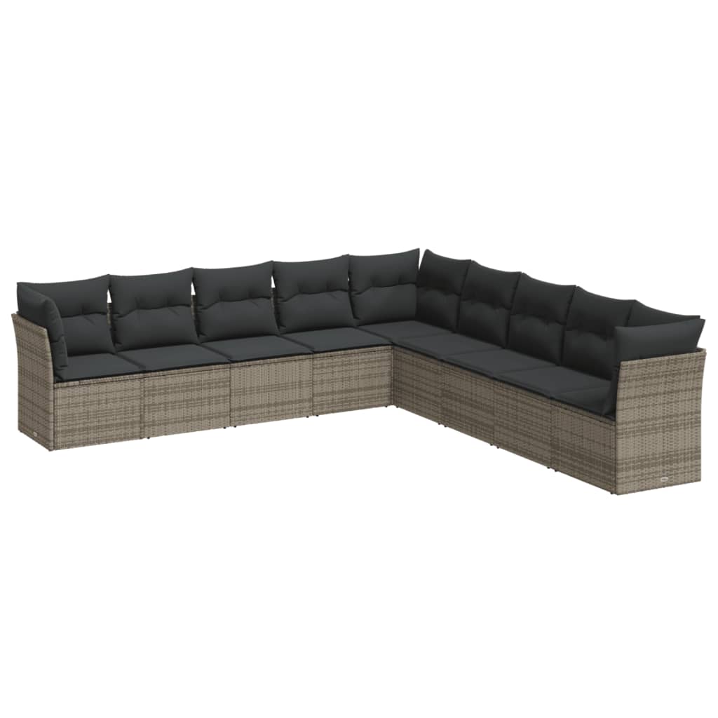 Thumbnail - vidaXL 9-tlg. Garten-Sofagarnitur mit Kissen Grau Poly Rattan