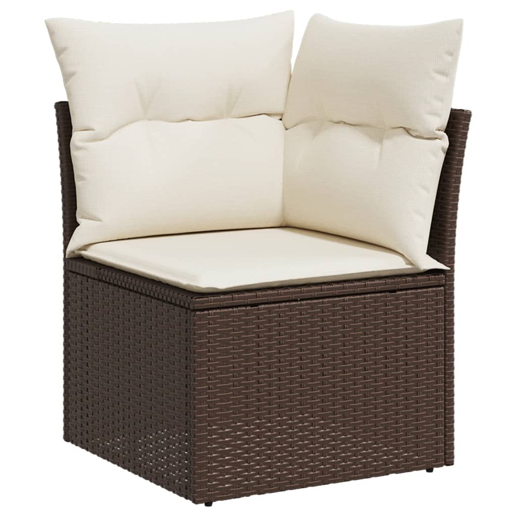 vidaXL 9-delige Loungeset met kussens poly rattan bruin afbeelding