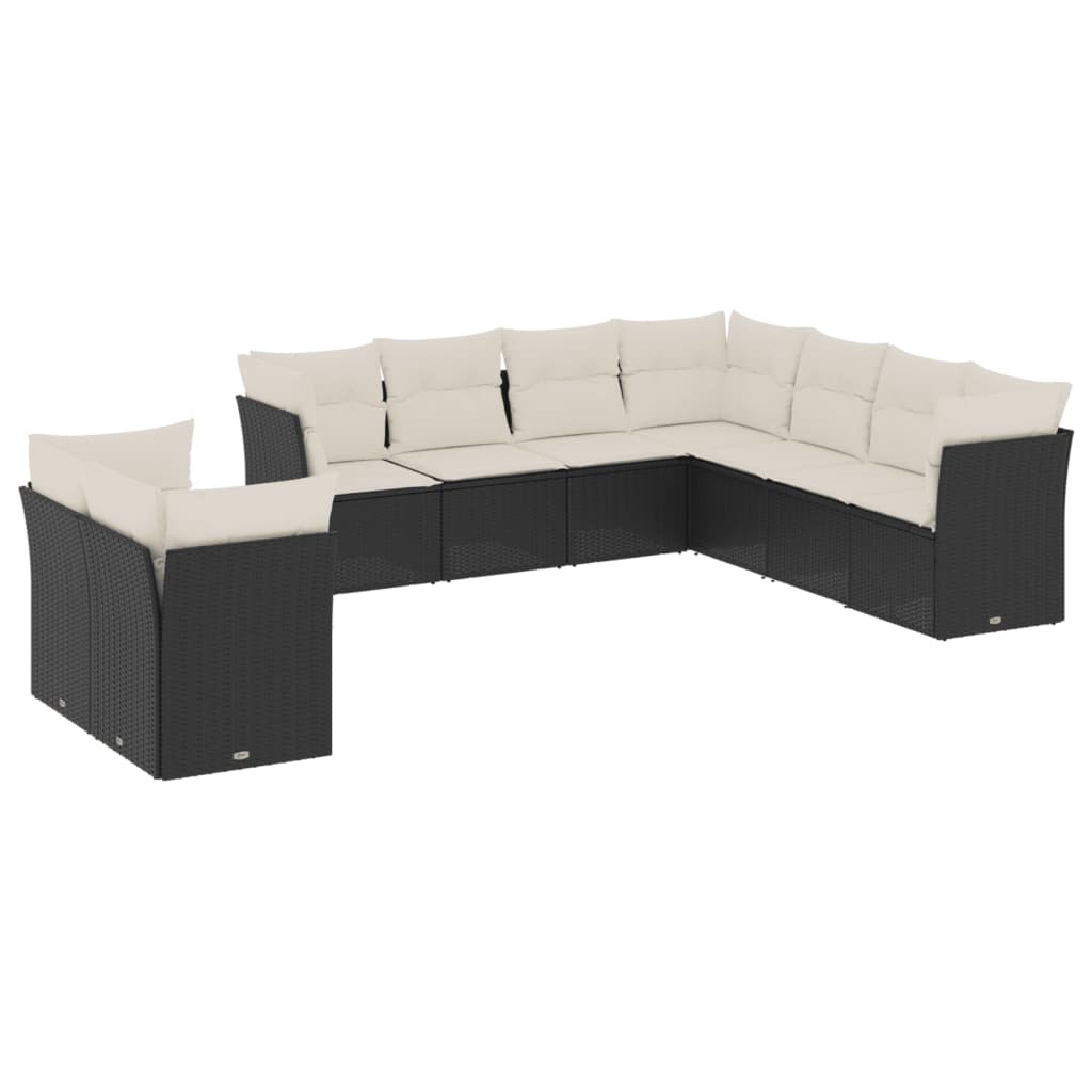 Thumbnail - vidaXL 9-tlg. Garten-Sofagarnitur mit Kissen Schwarz Poly Rattan