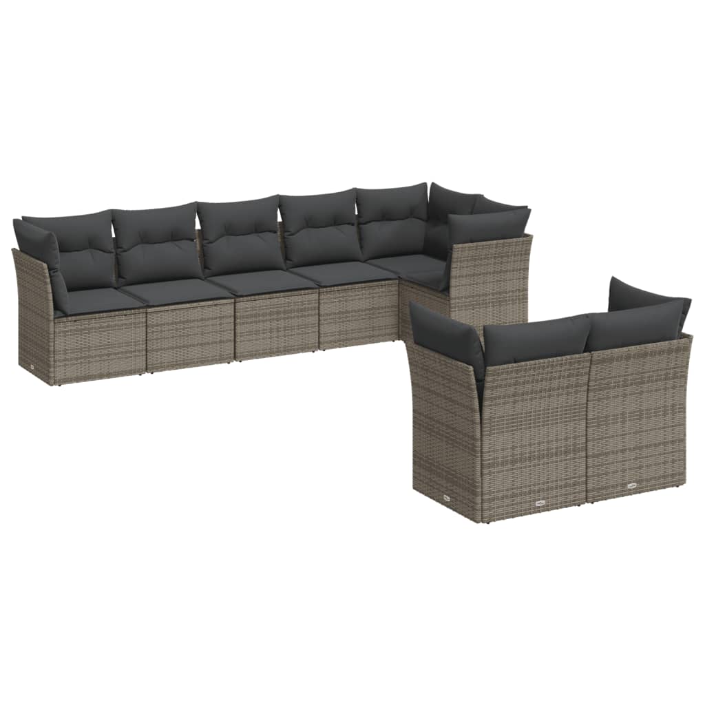 Thumbnail - vidaXL 8-tlg. Garten-Sofagarnitur mit Kissen Grau Poly Rattan