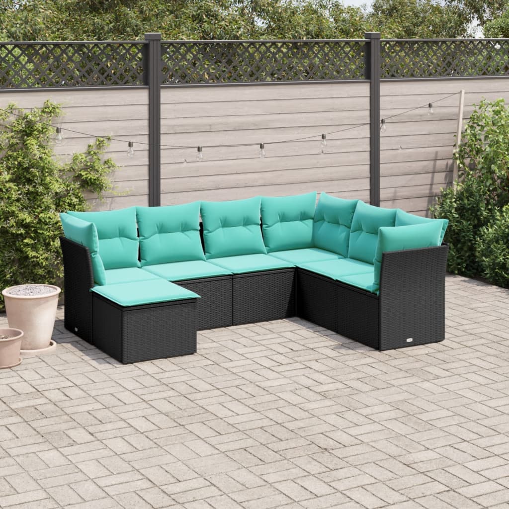 Garden Sofa Set Black, Blue