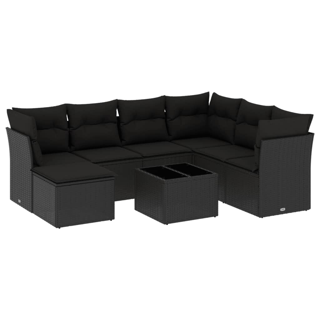 Thumbnail - vidaXL 8-tlg. Garten-Sofagarnitur mit Kissen Schwarz Poly Rattan