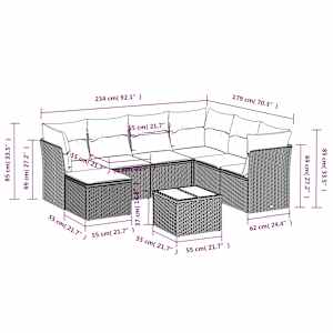 8dílná zahradní sedací souprava s poduškami černá polyratan - obrázek 3