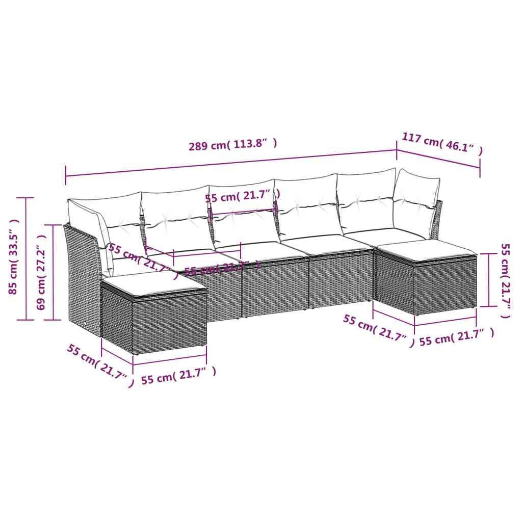 Thumbnail - vidaXL 7-tlg. Garten-Sofagarnitur mit Kissen Beige Poly Rattan