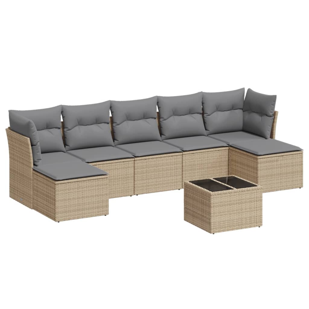 Thumbnail - vidaXL 8-tlg. Garten-Sofagarnitur mit Kissen Beige Poly Rattan