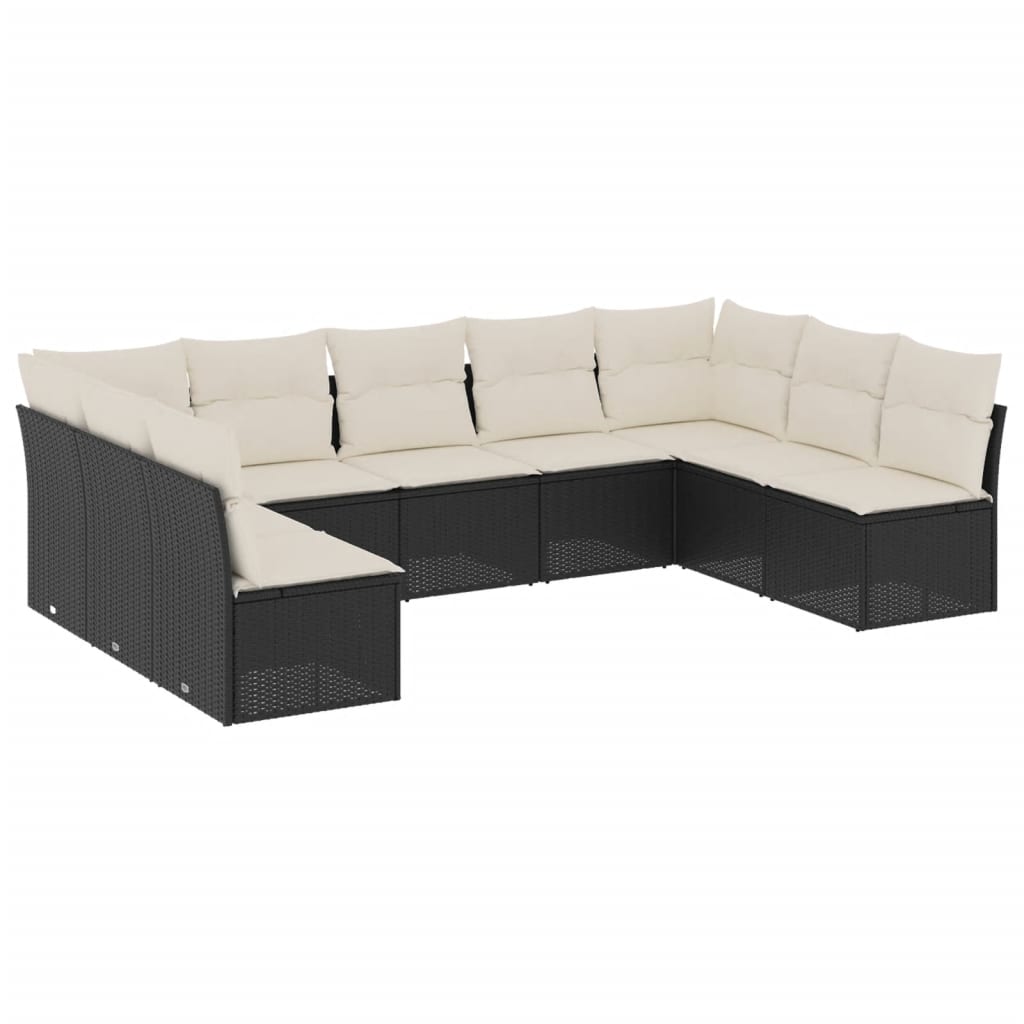 Thumbnail - vidaXL 9-tlg. Garten-Sofagarnitur mit Kissen Schwarz Poly Rattan