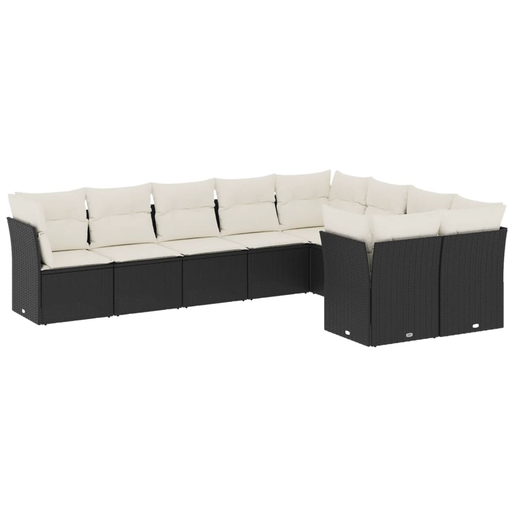 Thumbnail - vidaXL 9-tlg. Garten-Sofagarnitur mit Kissen Schwarz Poly Rattan