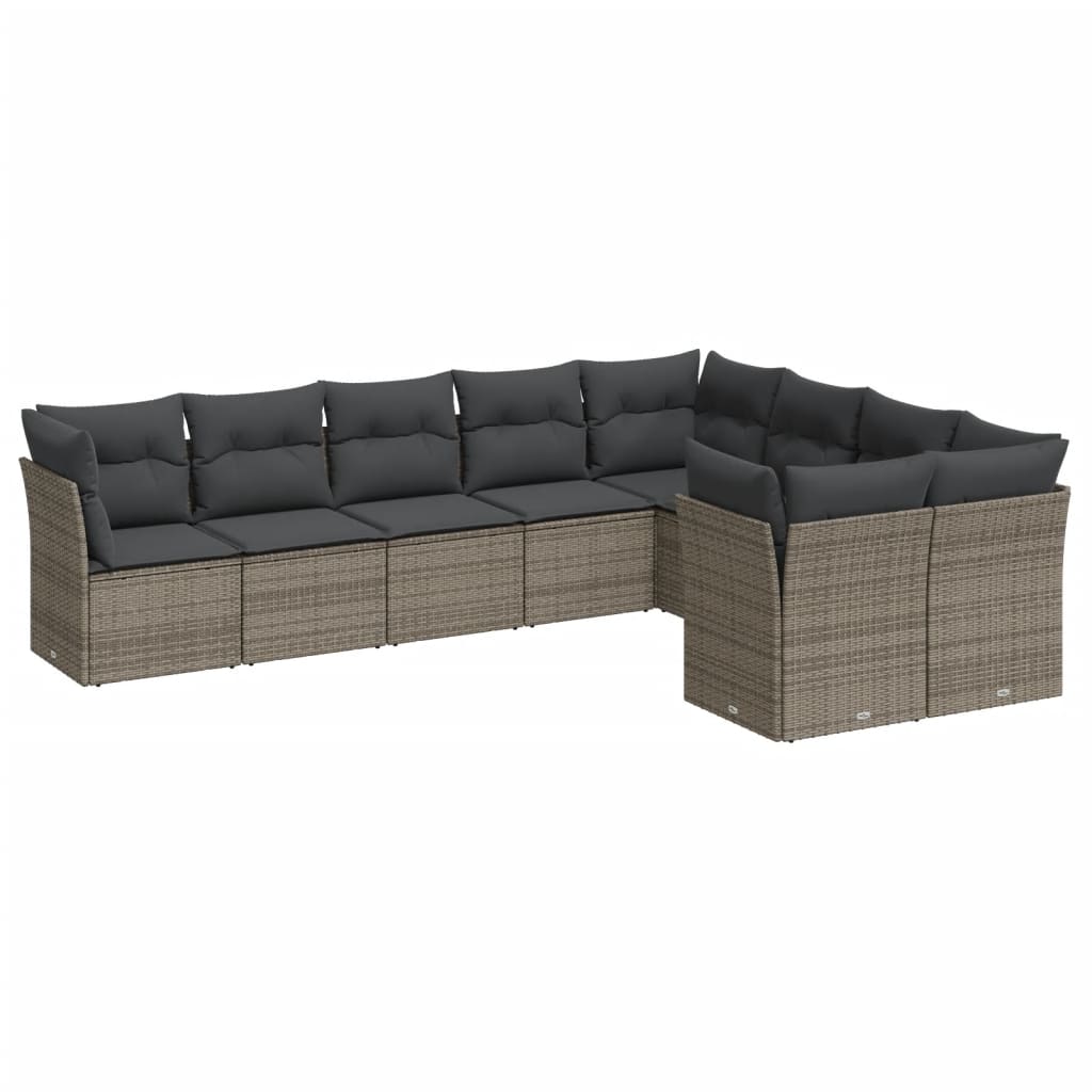 Thumbnail - vidaXL 9-tlg. Garten-Sofagarnitur mit Kissen Grau Poly Rattan