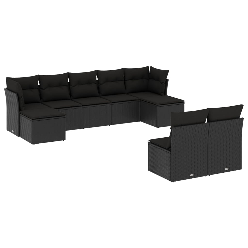 Thumbnail - vidaXL 9-tlg. Garten-Sofagarnitur mit Kissen Schwarz Poly Rattan