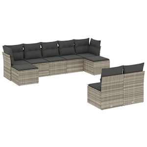 vidaXL 9-osaline aiadiivani komplekt patjadega, helehall, pol&uuml;rotang