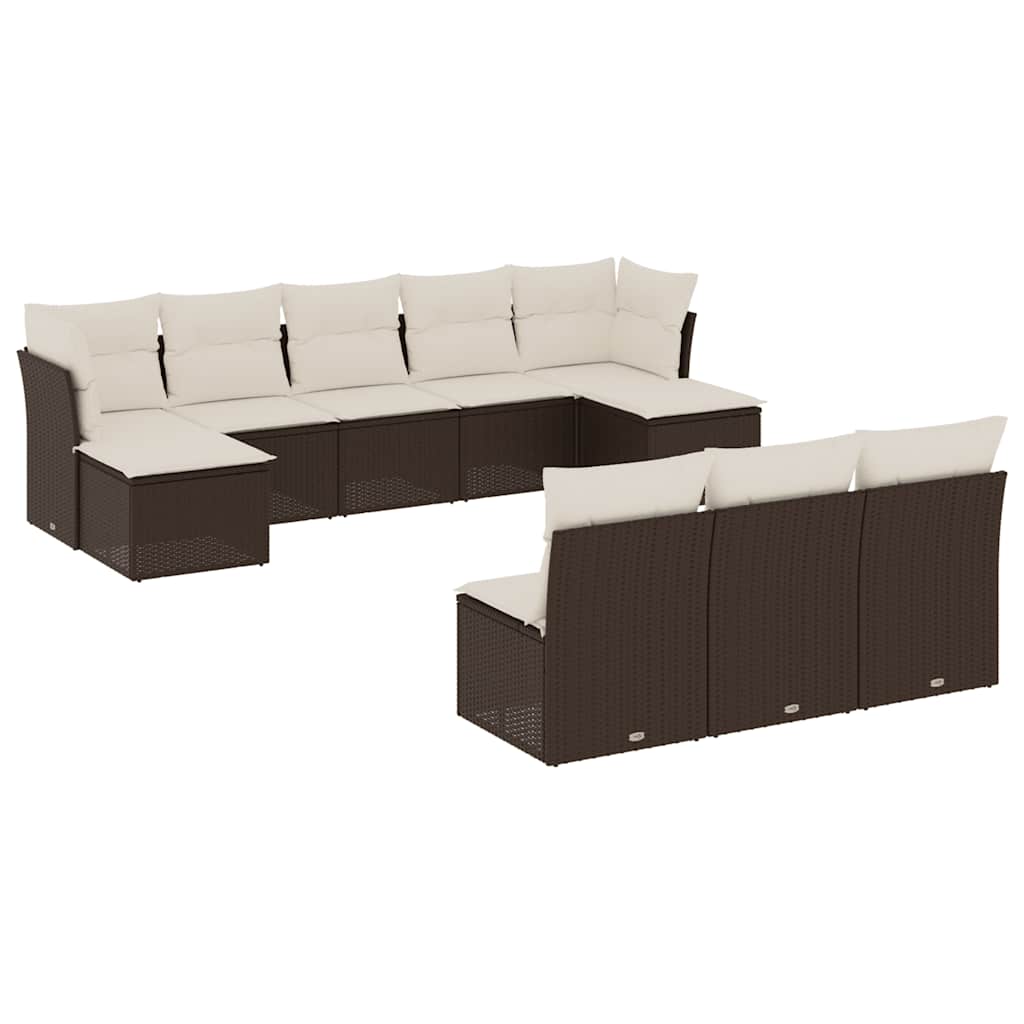 Thumbnail - vidaXL 10-tlg. Garten-Sofagarnitur mit Kissen Braun Poly Rattan