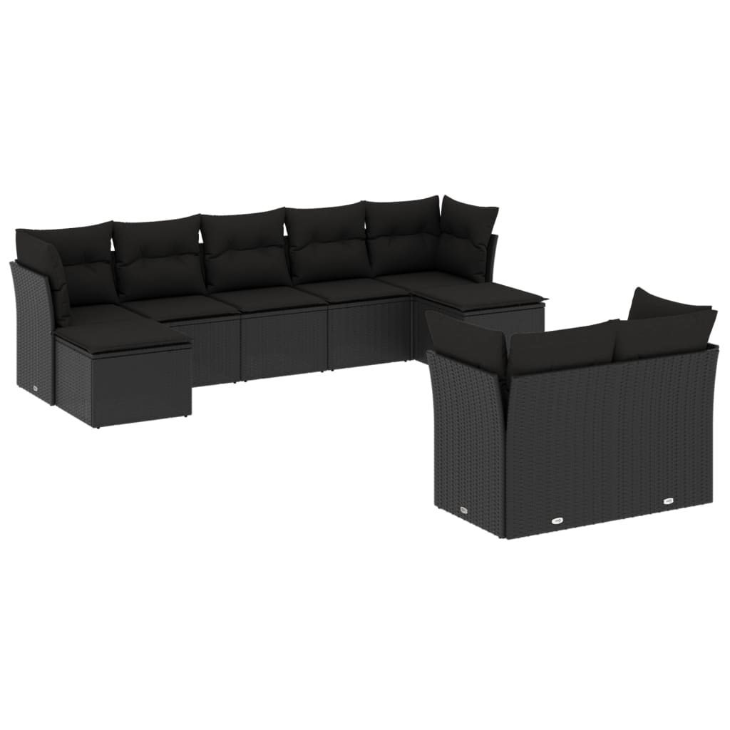 Thumbnail - vidaXL 9-tlg. Garten-Sofagarnitur mit Kissen Schwarz Poly Rattan