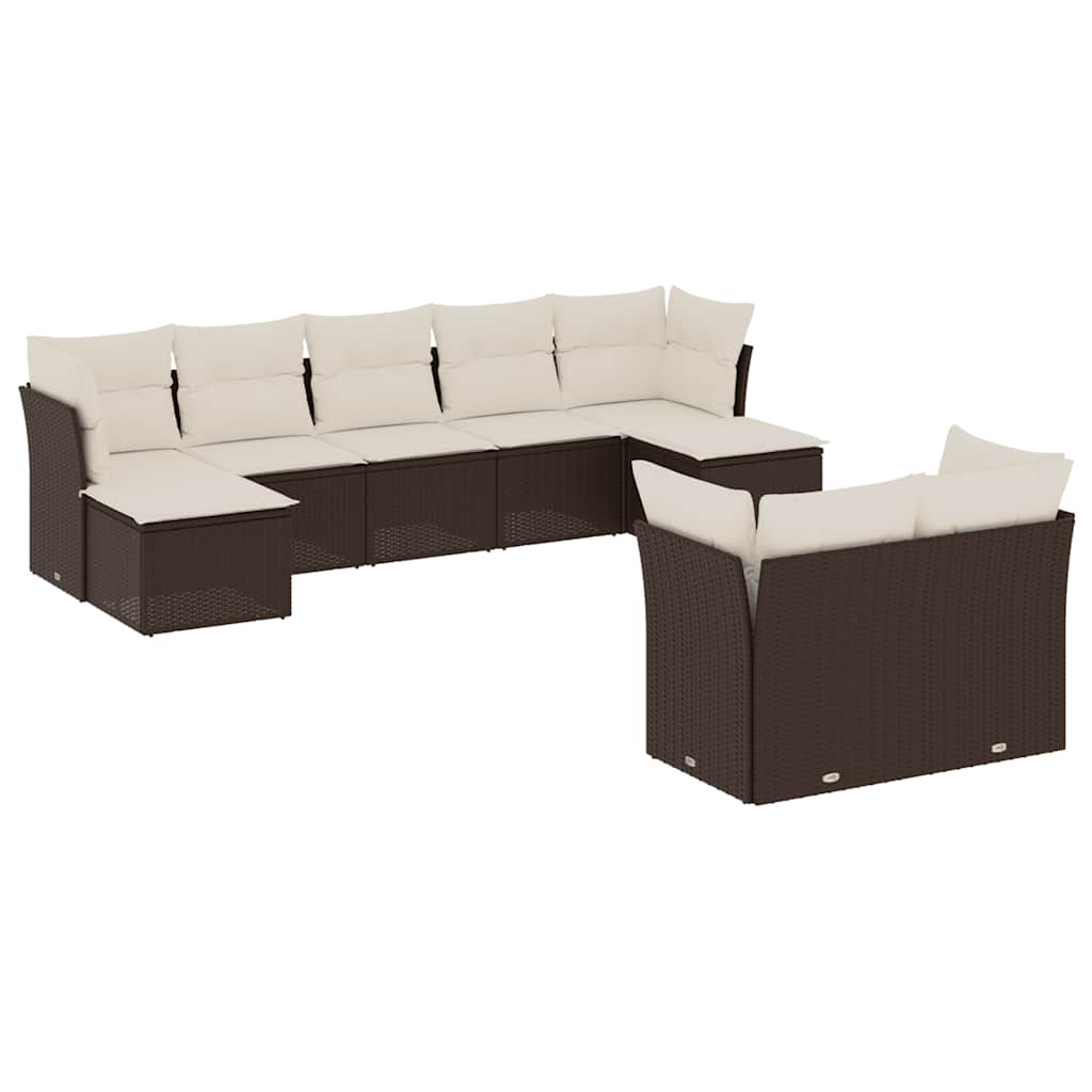 Thumbnail - vidaXL 9-tlg. Garten-Sofagarnitur mit Kissen Braun Poly Rattan