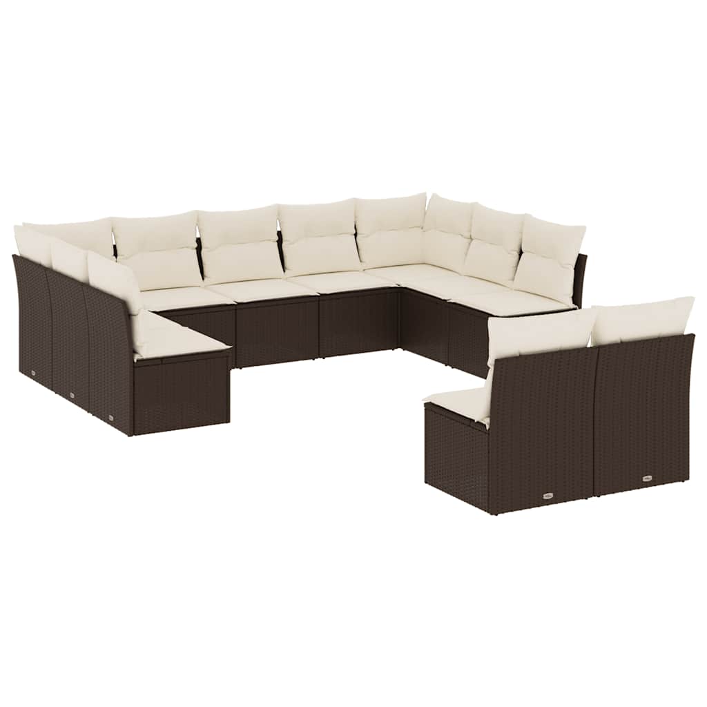 Thumbnail - vidaXL 11-tlg. Garten-Sofagarnitur mit Kissen Braun Poly Rattan