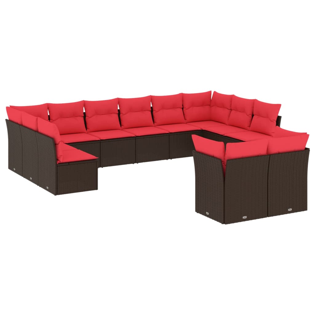 Thumbnail - vidaXL 12-teiliges Gartensofa-Set mit Kissen, braun, Polyrattan
