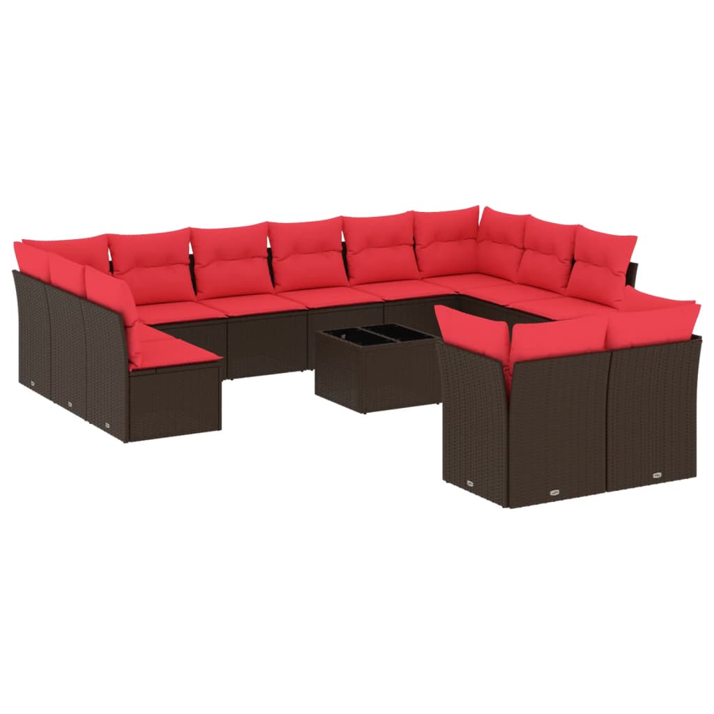 Thumbnail - vidaXL 13-teiliges Gartensofa-Set mit Kissen, braun, Polyrattan
