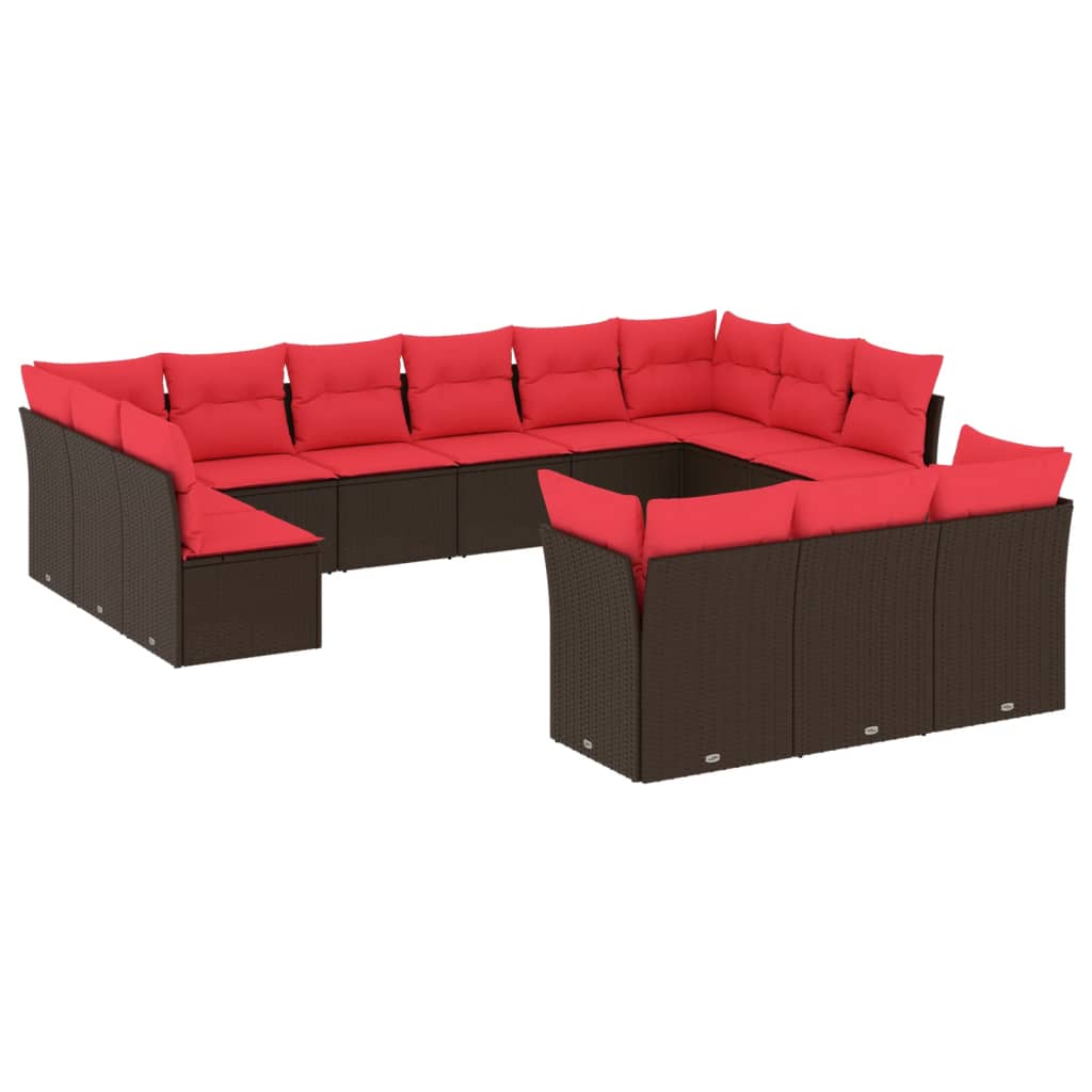 Thumbnail - vidaXL 13-teiliges Gartensofa-Set mit Kissen, braun, Polyrattan