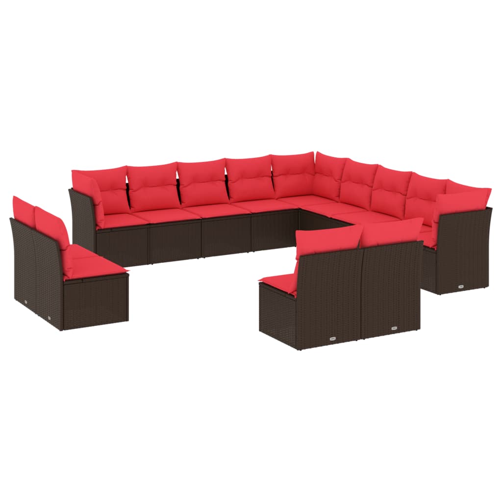 Thumbnail - vidaXL 13-teiliges Gartensofa-Set mit Kissen, braun, Polyrattan