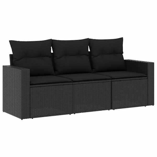 vidaXL 3-osaline aiadiivanikomplekt patjadega, must, pol&uuml;rotang