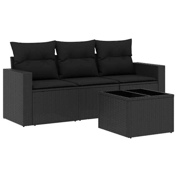 vidaXL 4-osaline aiadiivani komplekt patjadega, must, pol&uuml;rotang