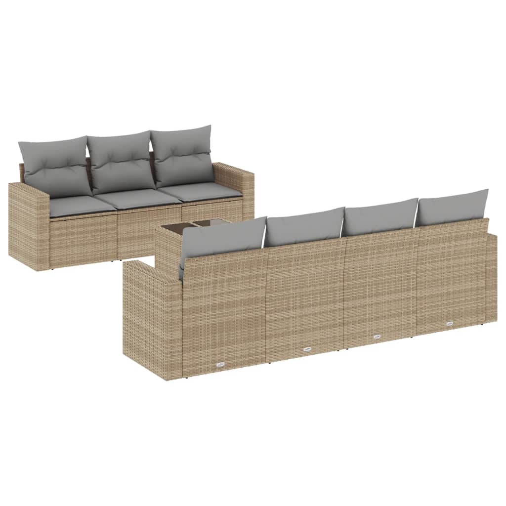 Thumbnail - vidaXL 8-tlg. Garten-Sofagarnitur mit Kissen Beige Poly Rattan