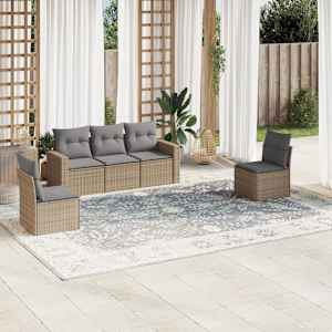 Vrtna sedežna garnitura 5-delna z blazinami bež poli ratan