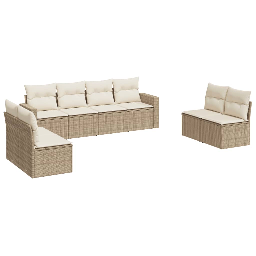 Thumbnail - vidaXL 8-tlg. Garten-Sofagarnitur mit Kissen Beige Poly Rattan