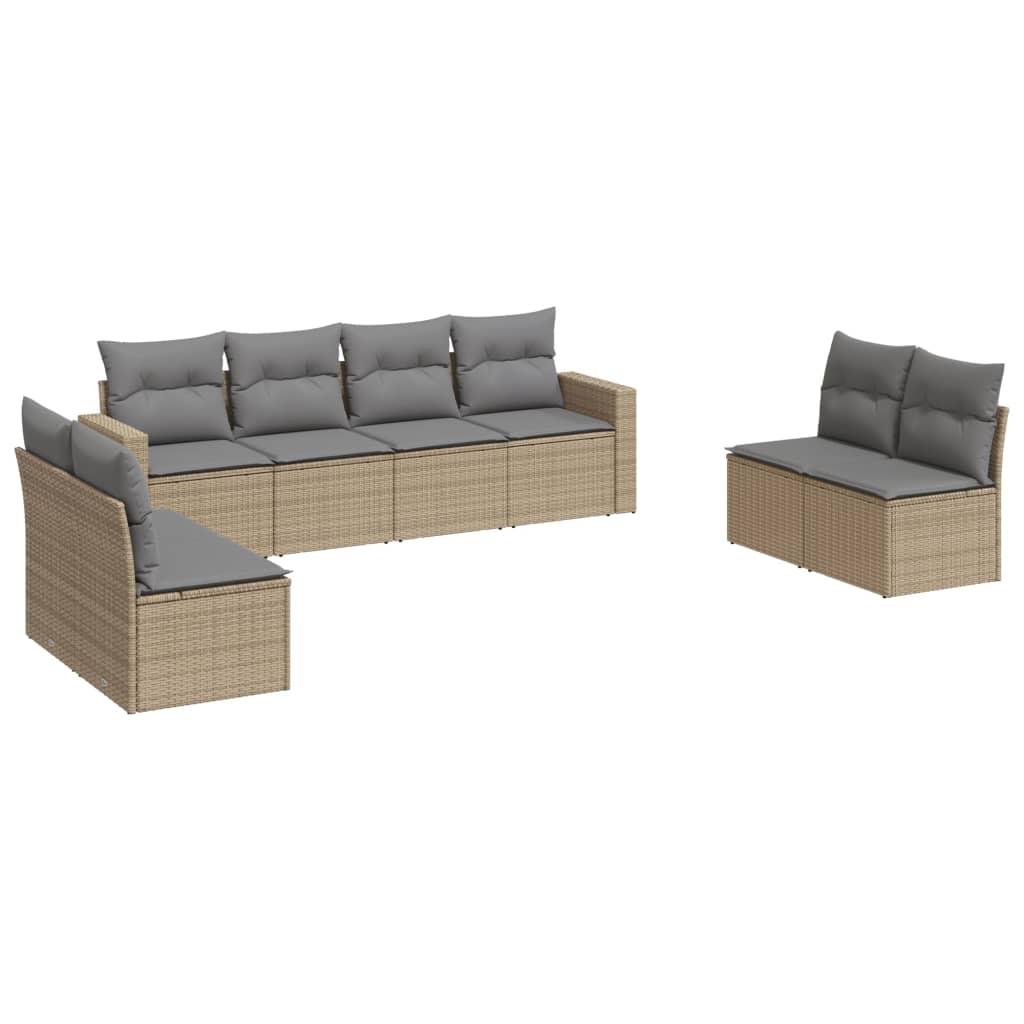 Thumbnail - vidaXL 8-tlg. Garten-Sofagarnitur mit Kissen Beige Poly Rattan