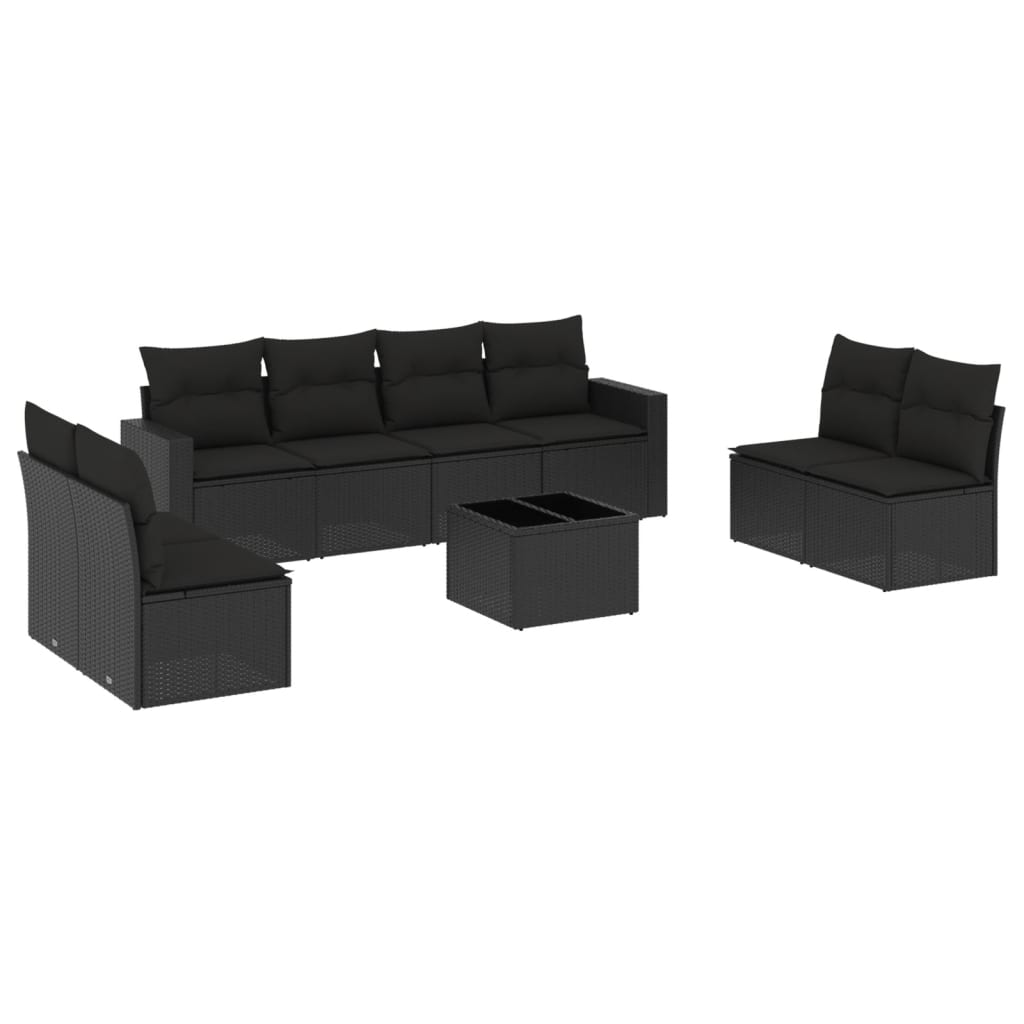 Thumbnail - vidaXL 9-tlg. Garten-Sofagarnitur mit Kissen Schwarz Poly Rattan