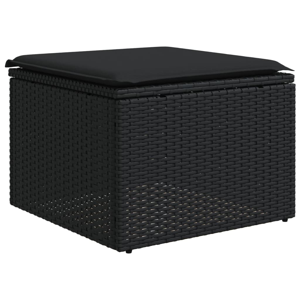 vidaXL 4-delige Loungeset met kussens poly rattan zwart afbeelding