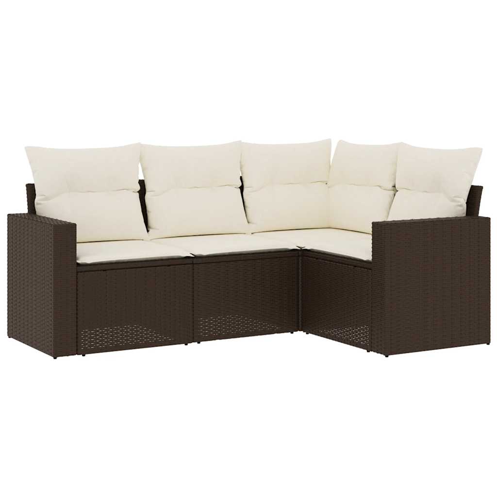Thumbnail - vidaXL 4-tlg. Garten-Sofagarnitur mit Kissen Braun Poly Rattan