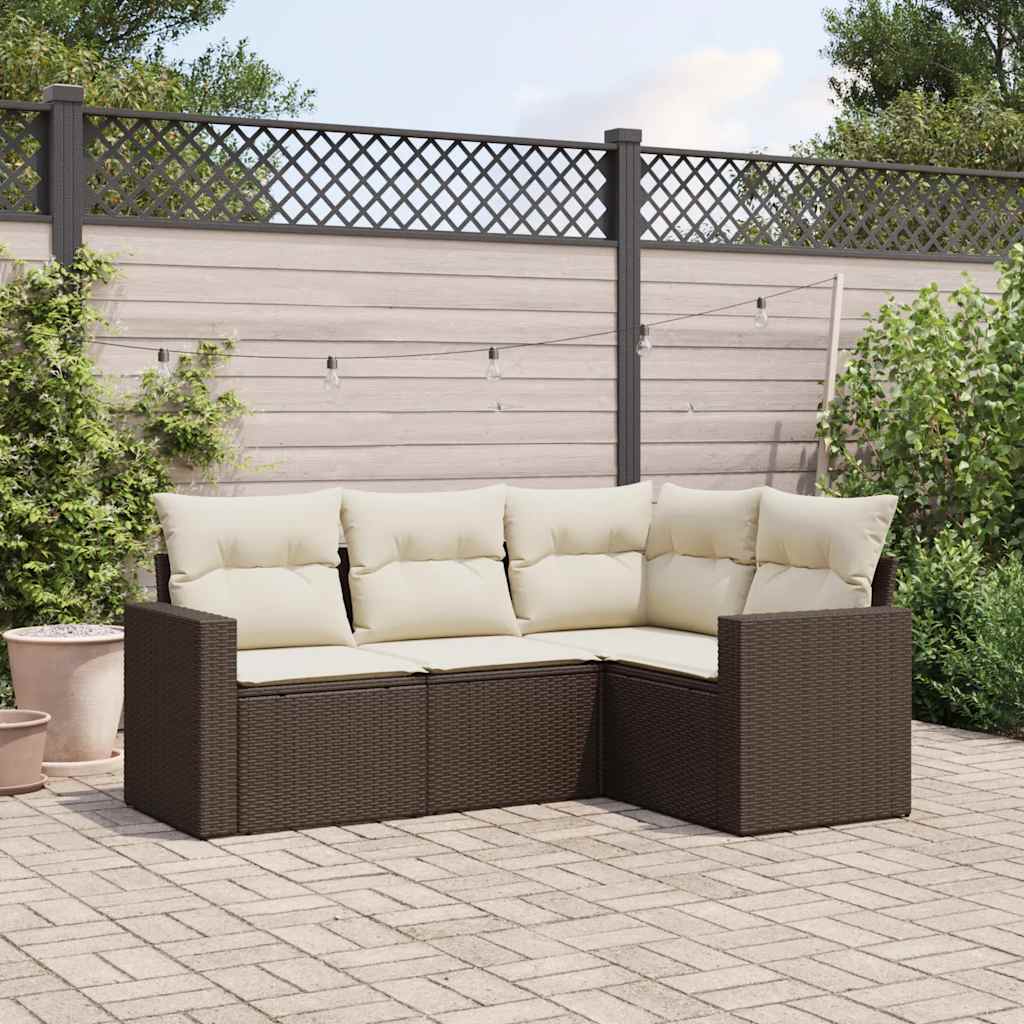 Thumbnail - vidaXL 4-tlg. Garten-Sofagarnitur mit Kissen Braun Poly Rattan