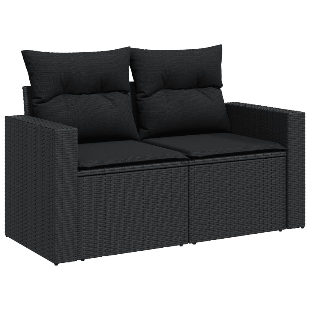 vidaXL 5-delige Loungeset met kussens poly rattan zwart afbeelding