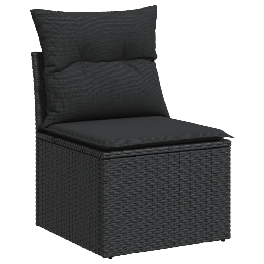 vidaXL 6-delige Loungeset met kussens poly rattan zwart afbeelding