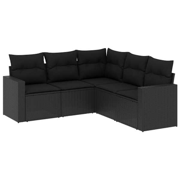 vidaXL 5-osaline aiadiivanikomplekt patjadega, must, pol&uuml;rotang
