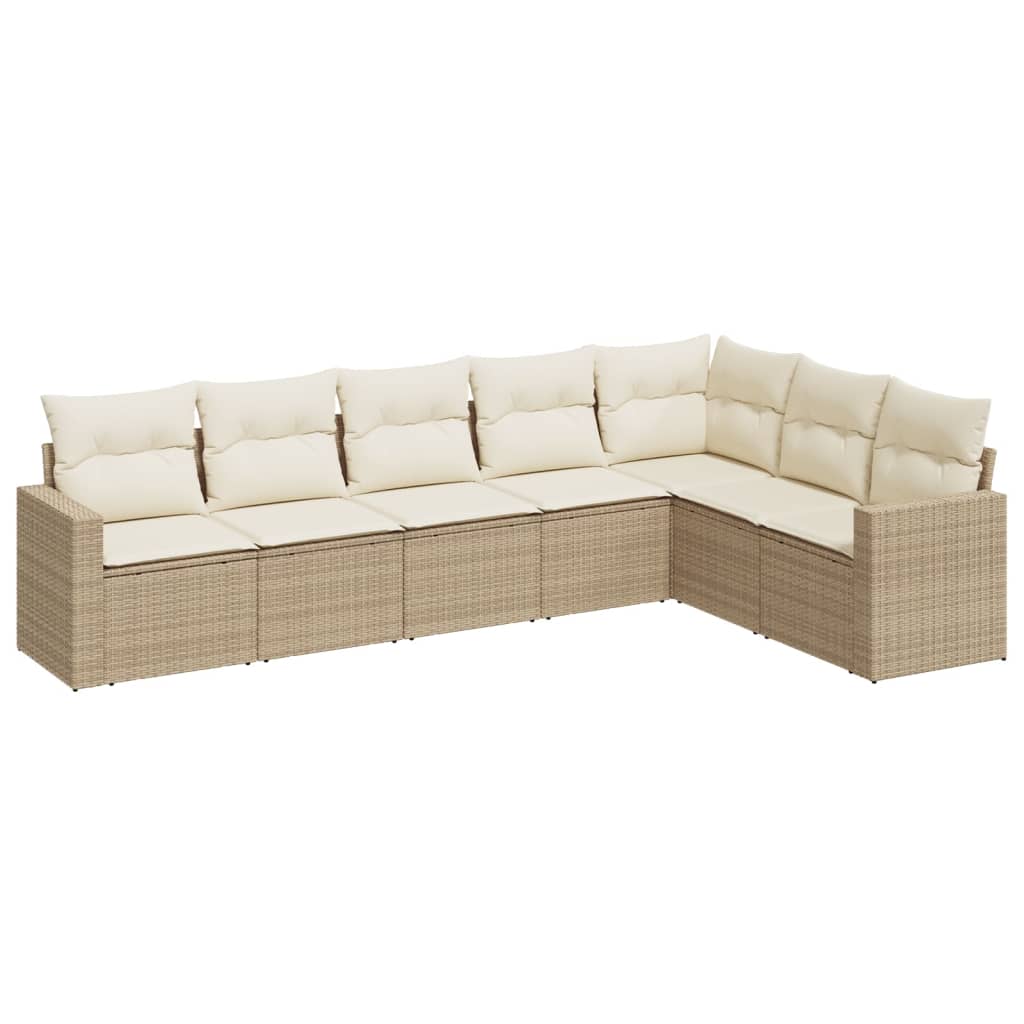 Thumbnail - vidaXL 7-tlg. Garten-Sofagarnitur mit Kissen Beige Poly Rattan