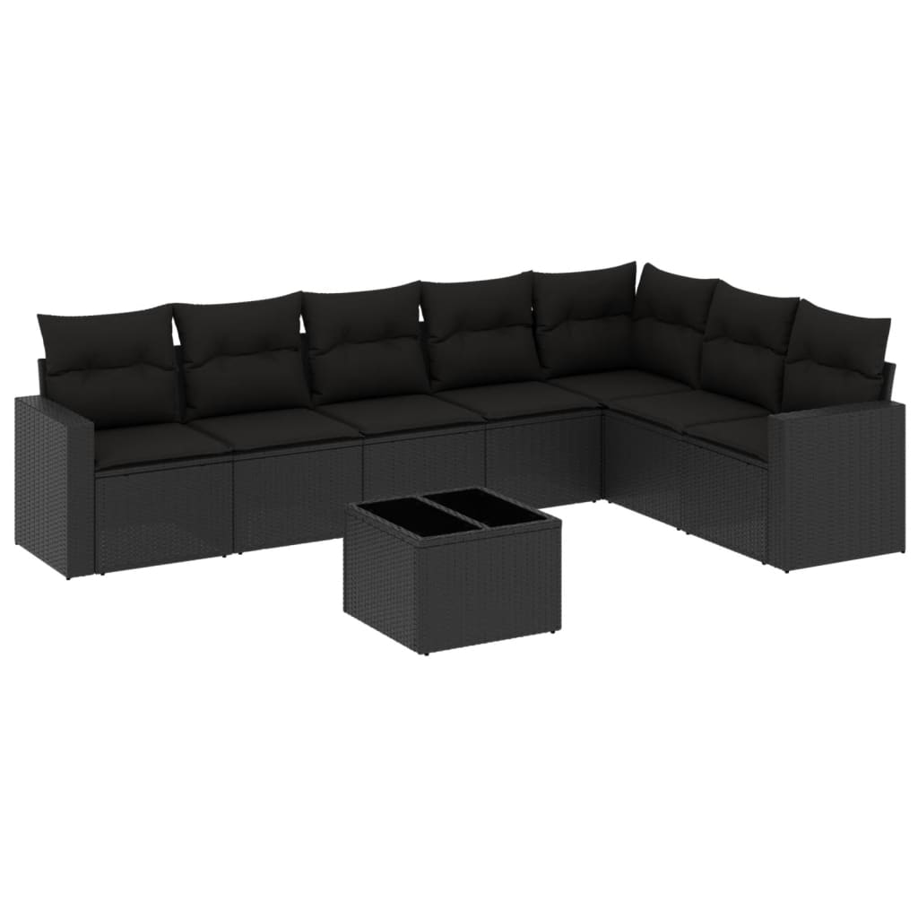 Thumbnail - vidaXL 8-tlg. Garten-Sofagarnitur mit Kissen Schwarz Poly Rattan