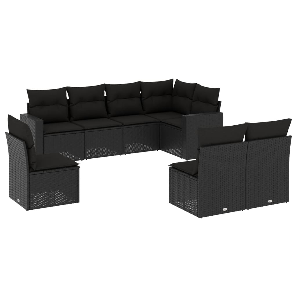 Thumbnail - vidaXL 8-tlg. Garten-Sofagarnitur mit Kissen Schwarz Poly Rattan