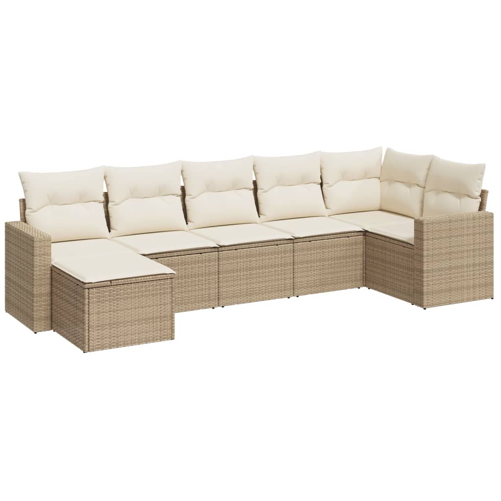 Thumbnail - vidaXL 7-tlg. Garten-Sofagarnitur mit Kissen Beige Poly Rattan