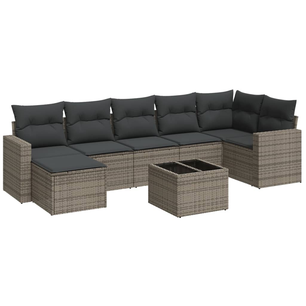 Thumbnail - vidaXL 8-tlg. Garten-Sofagarnitur mit Kissen Grau Poly Rattan