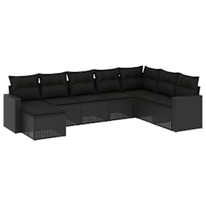 vidaXL 8-osaline aiadiivani komplekt patjadega, must, pol&uuml;rotang