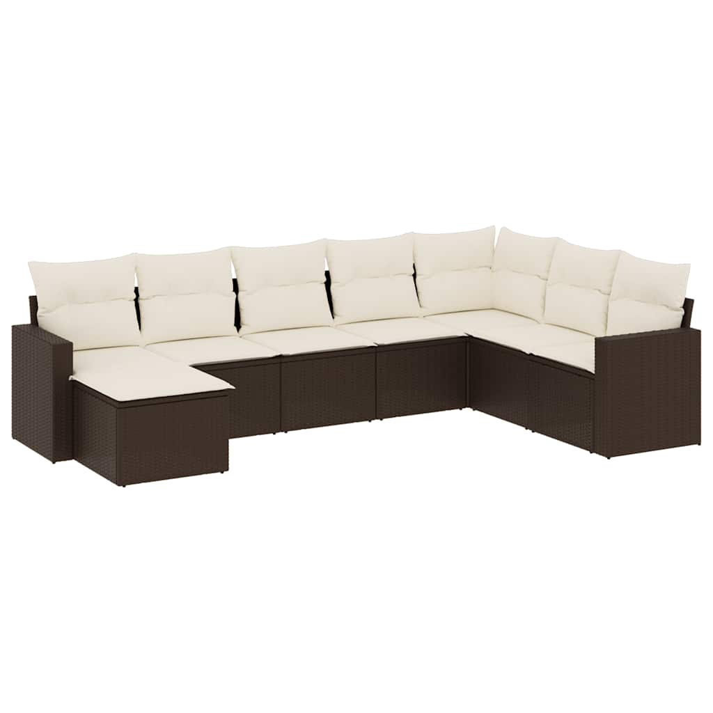 Thumbnail - vidaXL 8-tlg. Garten-Sofagarnitur mit Kissen Braun Poly Rattan