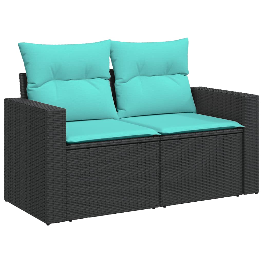 vidaXL 9-delige Loungeset met kussens poly rattan zwart afbeelding