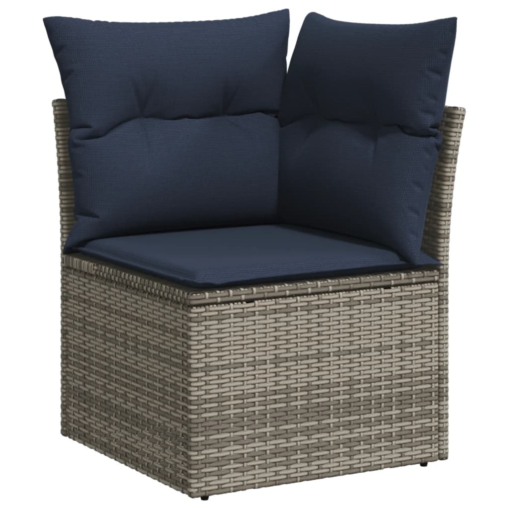 vidaXL 9-delige Loungeset met kussens poly rattan grijs